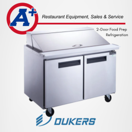 Dukers 2-Door Commercial Food Prep Table Refrigerator Stainless Steel with Mega Top