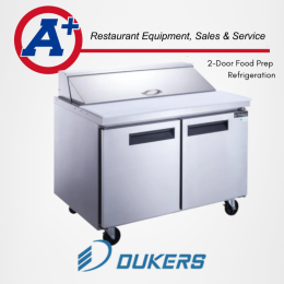 Dukers 2-Door Commercial Food Prep Table Refrigerator Stainless Steel