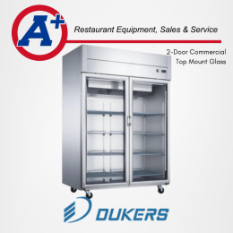 Dukers D55AR-GS2 Top Mount Glass 2-Door Commercial Reach-in Refrigerator