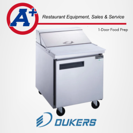 Dukers DSP29-8-S1 1-Door Commercial Food Prep Table Refrigerator in Stainless Steel