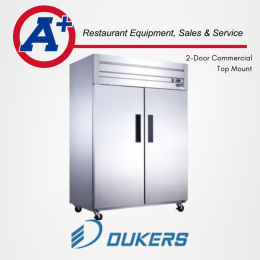 Dukers D55AR Commercial 2-Door Top Mount Refrigerator in Stainless Steel
