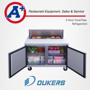 Dukers 2-Door Commercial Food Prep Table Refrigerator Stainless Steel 3