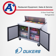 Dukers 2-Door Commercial Food Prep Table Refrigerator Stainless Steel 2