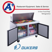 Dukers 2-Door Commercial Food Prep Table Refrigerator Stainless Steel with Mega Top 3