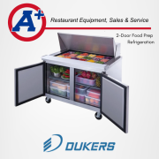 Dukers 2-Door Commercial Food Prep Table Refrigerator Stainless Steel with Mega Top 2