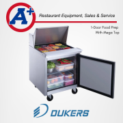 Dukers DSP29-12M-S1 1-Door Commercial Food Prep Table Refrigerator in Stainless Steel with Mega Top 4