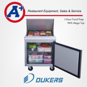 Dukers DSP29-12M-S1 1-Door Commercial Food Prep Table Refrigerator in Stainless Steel with Mega Top 3