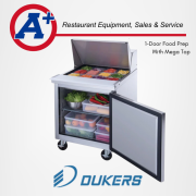 Dukers DSP29-12M-S1 1-Door Commercial Food Prep Table Refrigerator in Stainless Steel with Mega Top 2