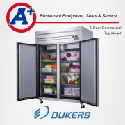 Dukers D55AR Commercial 2-Door Top Mount Refrigerator in Stainless Steel 2