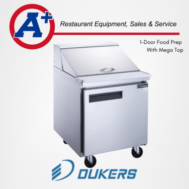 Dukers DSP29-12M-S1 1-Door Commercial Food Prep Table Refrigerator in Stainless Steel with Mega Top 1