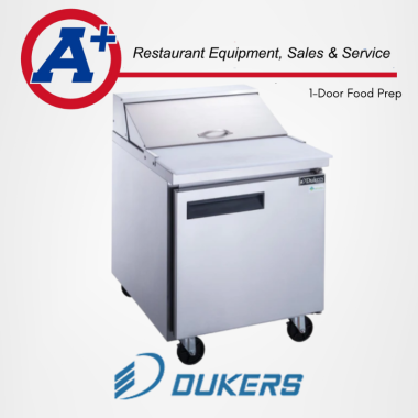 Dukers DSP29-8-S1 1-Door Commercial Food Prep Table Refrigerator in Stainless Steel 1